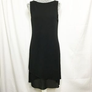 Dress Black Round Neck Sheer Hem Sleeveless Formal